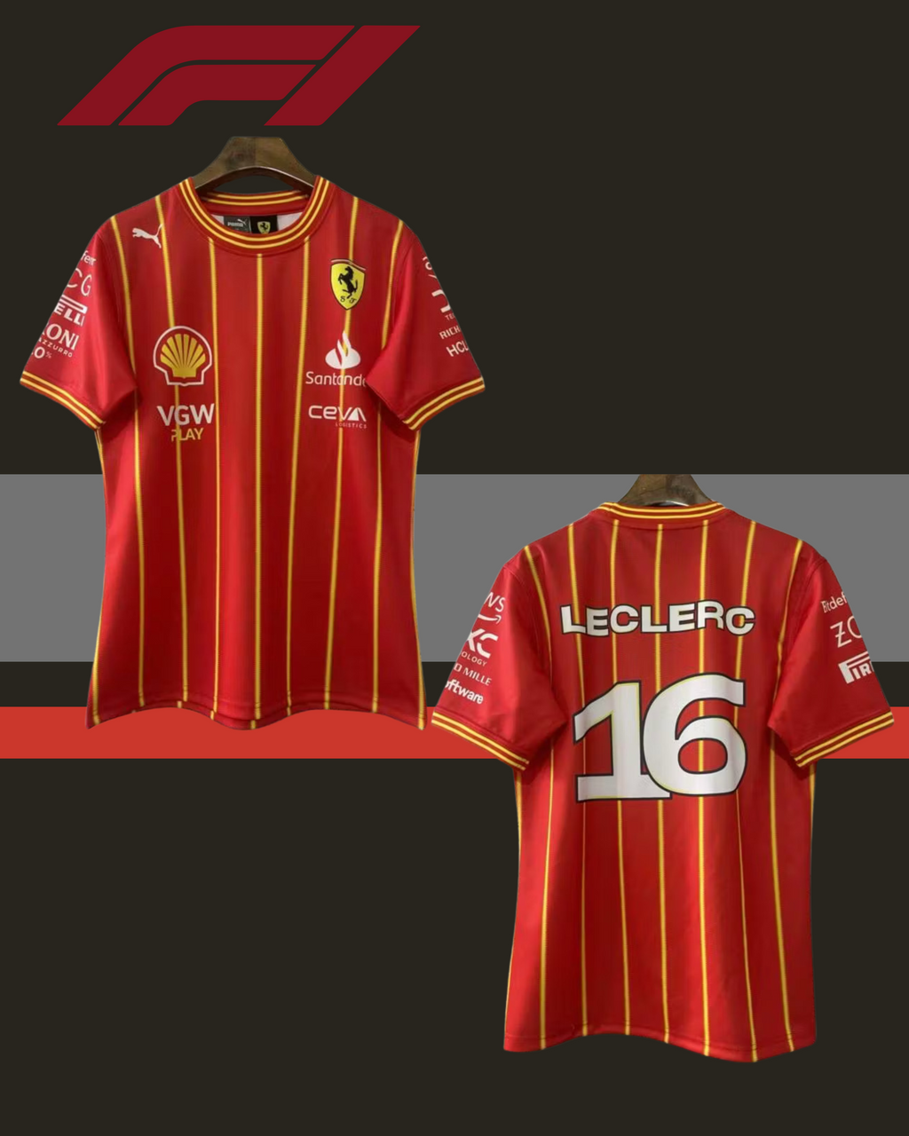 🔥🐎 Ferrari Throwback Jerseys – Charles Leclerc & Carlos Sainz Edition