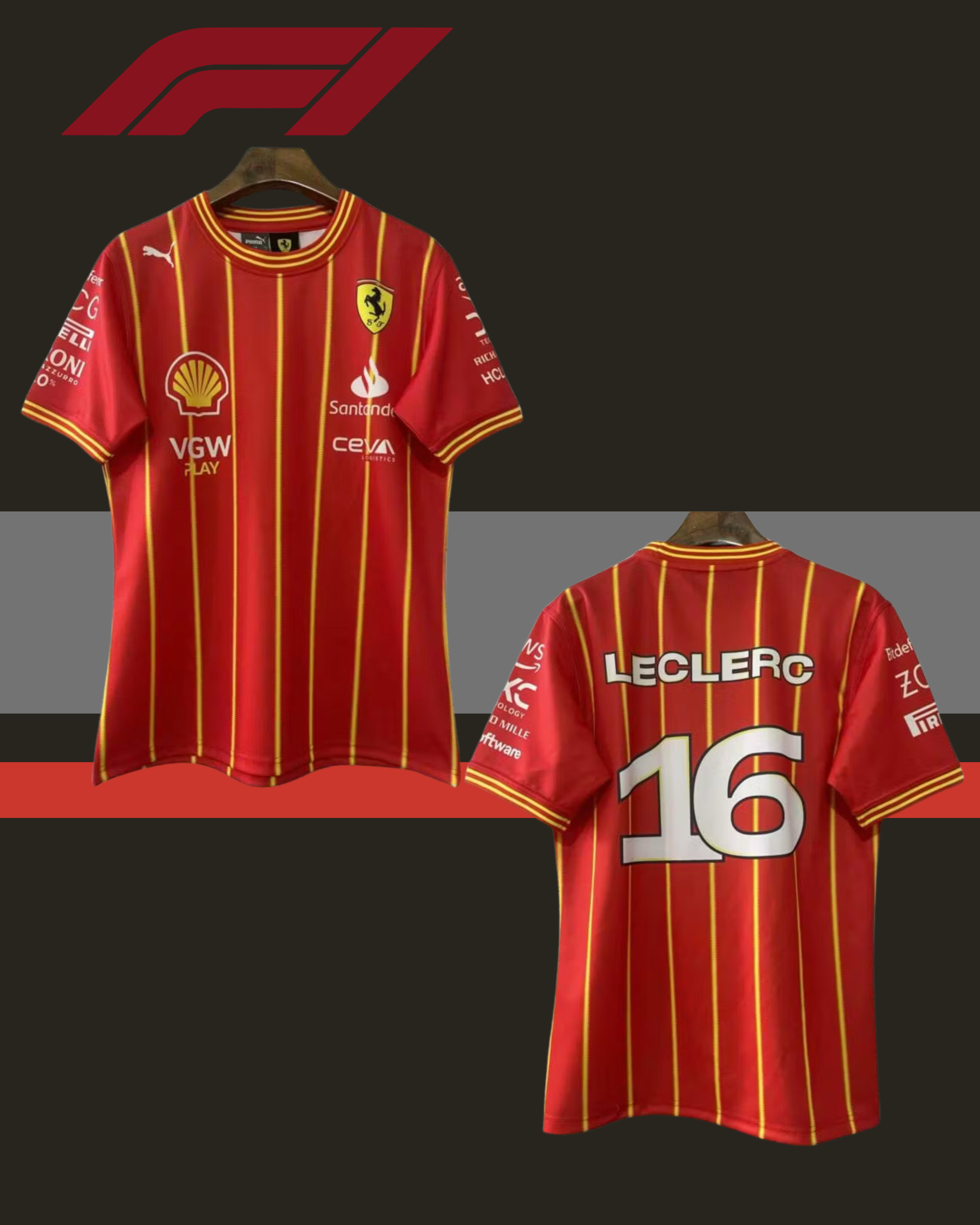 🔥🐎 Ferrari Throwback Jerseys – Charles Leclerc & Carlos Sainz Edition