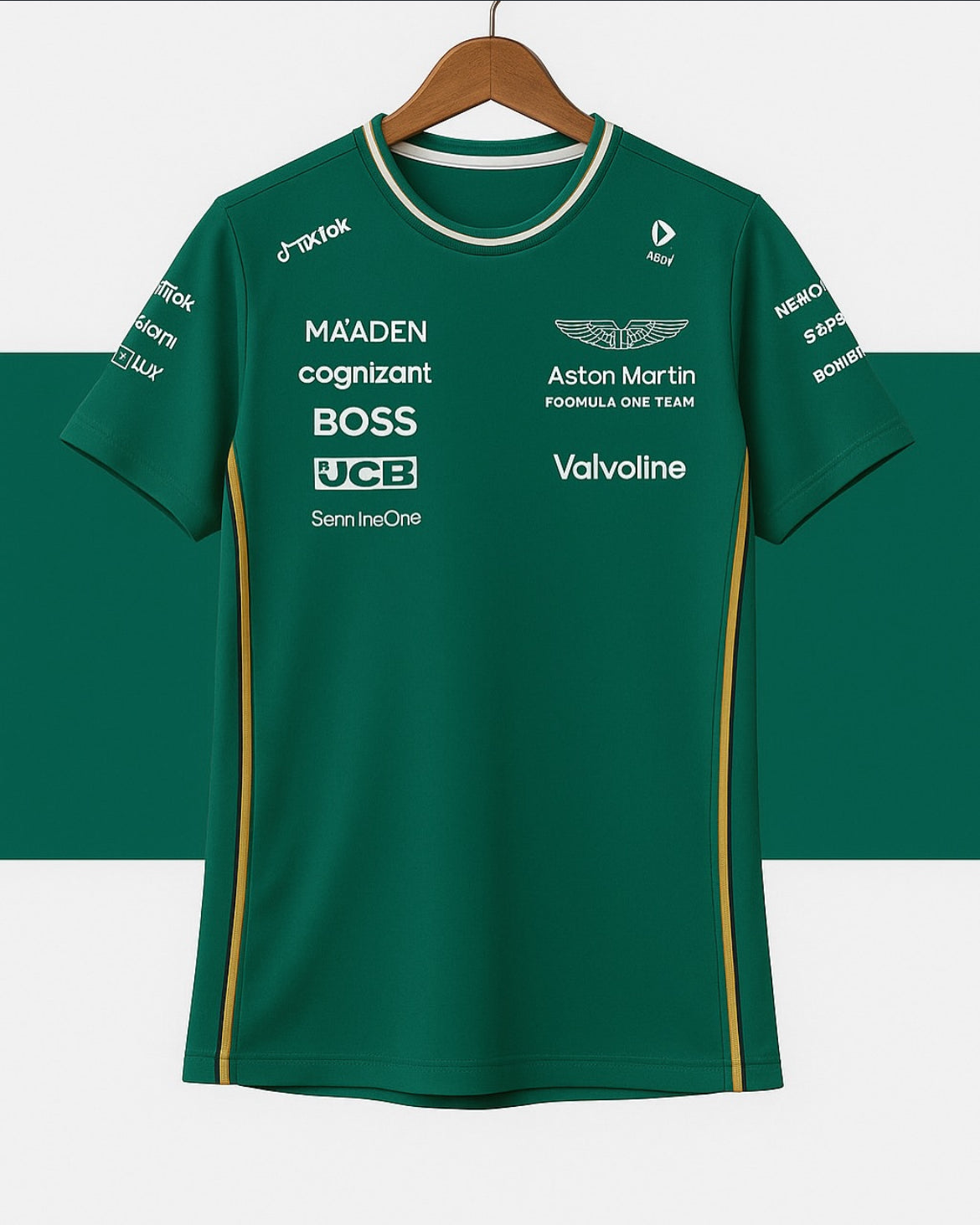 Aston Martin F1 team with the official-style 2025–2026 Cognizant Team Polo Shirt.