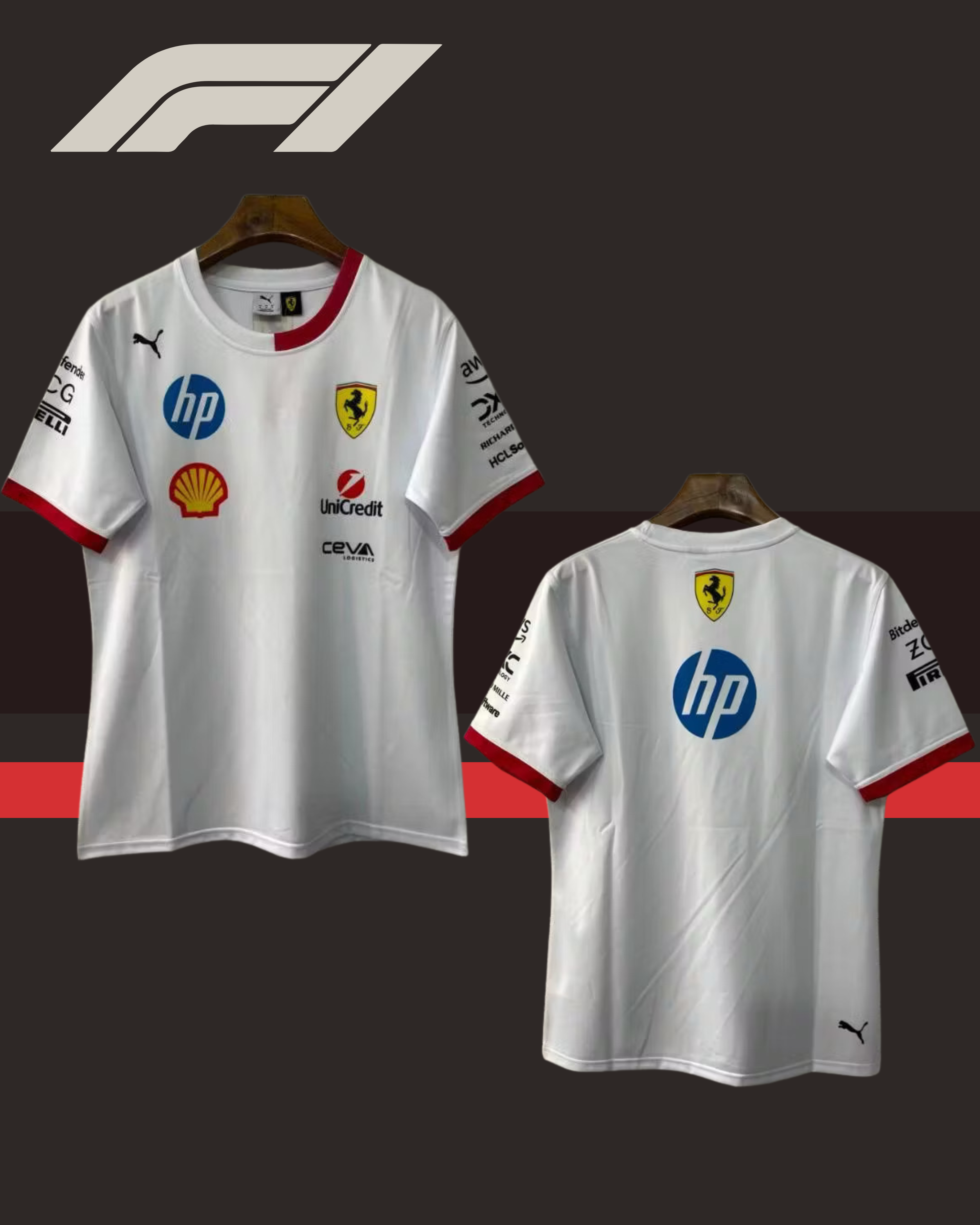 🤍🐎 Scuderia Ferrari 2025–2026 White Polo Shirt (Pre-Order)